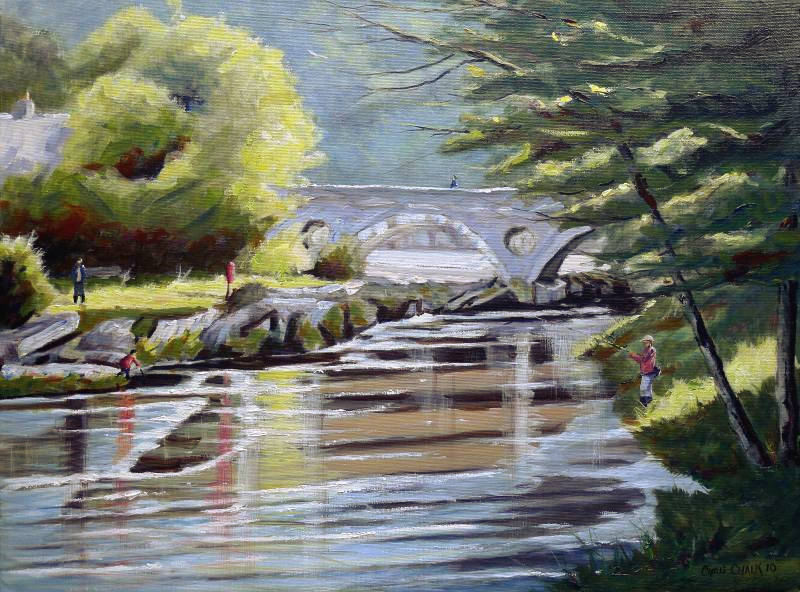 Welsh art print of the stone Cenarth bridge on the river Teifi