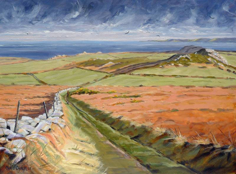 Painting of Garn Fawr overlooking Strumble lighthouse