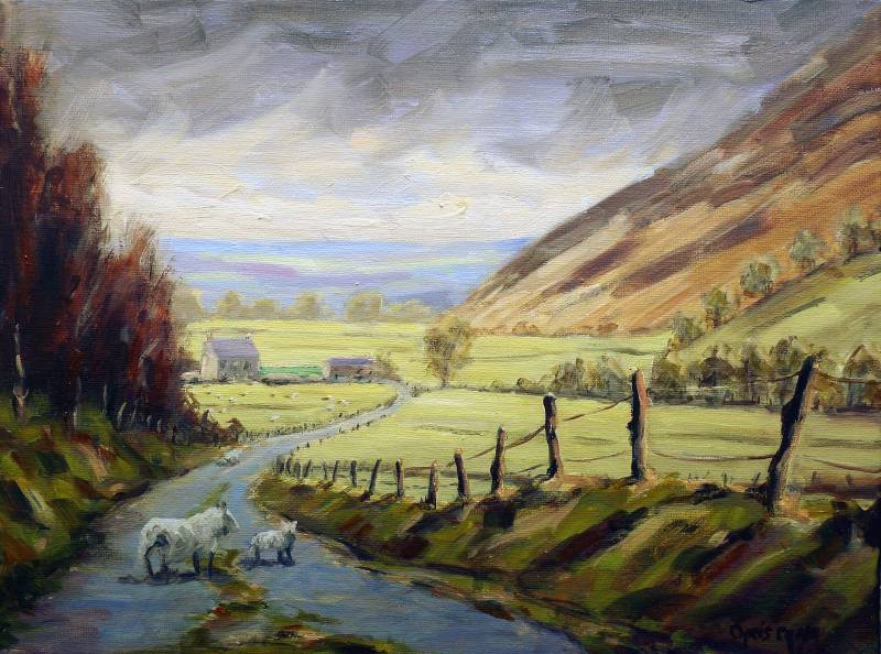 A Welsh art print of the Tregaron Mountain Road