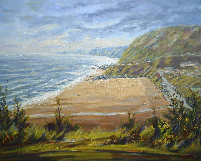 Painting of Tresaith beach in Ceredigion
